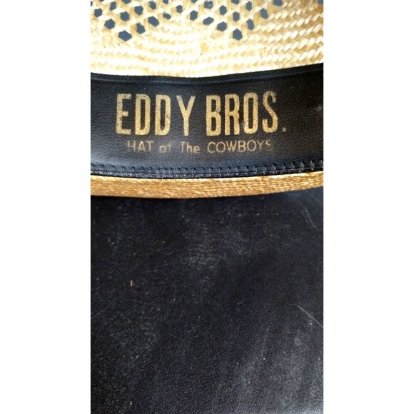 Vintage Eddy Bros Ranchman Straw Cowboy Hat Western Hat Made in USA Size 71 - Picture 9 of 11